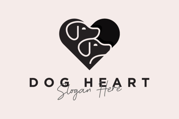 Dog Heart Logo Design Template