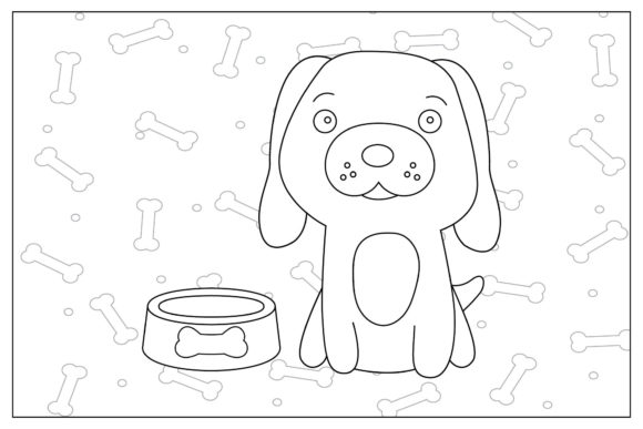 Dog with a Place to Eat: A Coloring Page That Embroiders Well