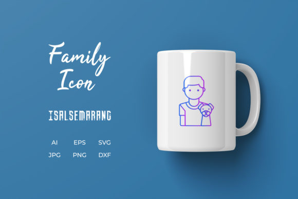 Family Icon Father Dog Pet Line Gradient Review